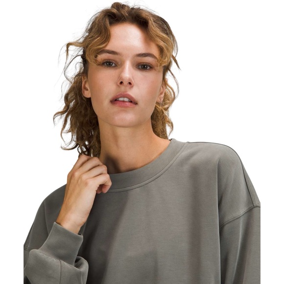 LULULEMON Perfectly Oversized Cropped Crew Softstreme Sweater in Grey Sage - Picture 3 of 13